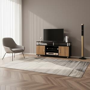 DecHome Mobile TV Moderno 2 Ante 2 Vani a Giorno in Legno e Alluminio Dimensioni 120x40x52,2 cm colore Legno/Nero