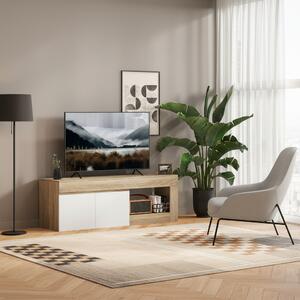 DecHome Mobile TV Moderno 2 Ante 1 Vano a Giorno Dimensioni 140x40x48 cm colore Bianco/Legno