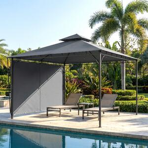 VivaGarden Gazebo da Giardino 3.2x3.2 m in Metallo/Poliestere con Tetto Estensibile colore Grigio Scuro