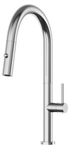 Granitan | Rubinetto da cucina - Alto - Curvo - Cromo - Rubinetto da cucina - 360° - con flessibile e bocca estraibile - LIVIA
