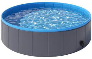 PawHut Piscina Pieghevole per Cani per Taglie Grandi e Medi, con Fondo Antiscivolo per Anatre, Interno ed Esterno, 120x30 cm, Blu e Grigio Scuro | Aosom Italy
