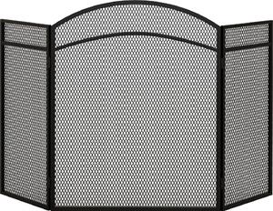DecHome Parascintille per Camino Pieghevole a 3 Pannelli in Metallo con Design Classico 96x60cm colore Nero - 280BKS502