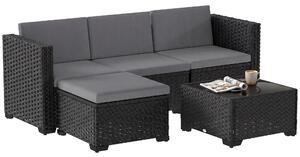 Outsunny Set da Giardino 5 pz Modulare con Poggiapiedi e Tavolino, in Rattan PE Grigio | Aosom Italy