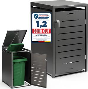 Box per bidoni della spazzatura antracite per 1 bidone (60-240 l) – Espandibile e resistente alle intemperie