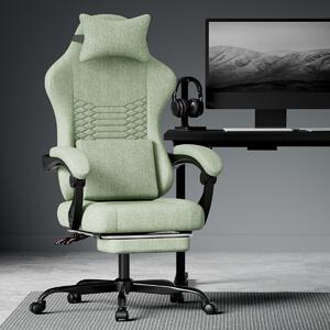 Sedia da gioco in tessuto Sedia da ufficio Sedia da gioco con massaggio e poggiatesta Seduta da gioco ergonomica da corsa con poggiapiedi Verde