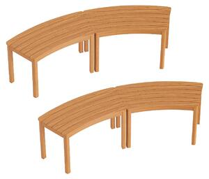 Panchina da esterno in legno di acacia curvato KOMFOTTEU, set da 2 pezzi, panchina da giardino senza schienale per terrazza e braciere, portata massima 180 kg, seduta per veranda, terrazza e cortile