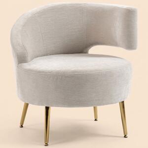 DecHome Poltrona Moderna in Ciniglia Dimensioni 69x65x67 colore Bianco Crema