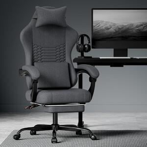 Sedia da gioco in tessuto Sedia da ufficio Sedia da gioco con poggiatesta Seduta da gioco ergonomica da corsa con poggiapiedi Nero