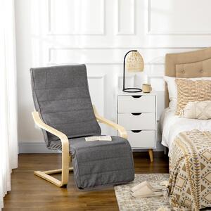 DecHome Poltrona Stile Scandinavo in Tessuto Effetto Lino Dimensioni 66.5x94x100 cm colore Grigio Scuro