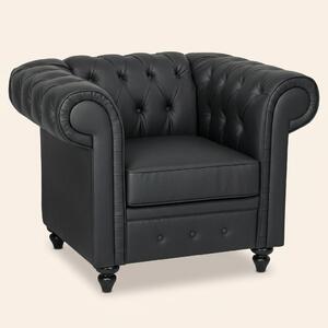 DecHome Poltrona Vintage in Ecopelle Dimensioni 105x86x79 colore Nero
