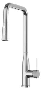 Granitan | Miscelatore da cucina - Alto - Cromo - Rubinetto da cucina - con 2 modalità di uscita dell'acqua - con doccetta estraibile - VECTOR