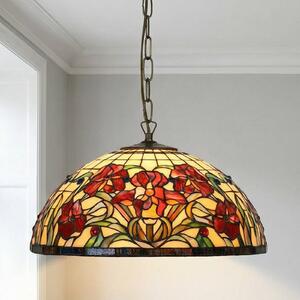 Artistar Lampada a sospensione Tiffany ELINE, dimmerabile, Multicolore, Soggiorno / Sala da pranzo, Vetro, Tiffany, Lampada a sospensione