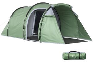 Outsunny Tenda da Campeggio 3 Posti con Ampio Vestibolo, Telo Impermeabile Porte con Cerniera, 426x206x154cm Verde Scuro|Aosom