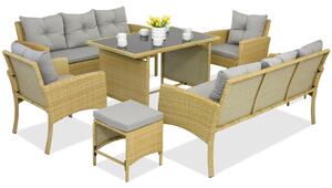 Mobili da giardino in tecnorattan con pouf Bari Apetito 8 Garden Point beige