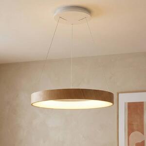 Mantra Iluminación Lampada a sospensione LED Niseko II, telecomando, Ø 38 cm color legno dimmerabile, Legno chiaro, Soggiorno / Sala da pranzo, Metallo, Moderno