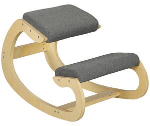 HOMCOM Sedia Ergonomica per Ginocchia in Legno con Cuscino Imbottito 55x85x55 cm Grigio | Aosom Italy