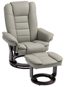 HOMCOM Poltrona relax inclinabile 135° grande comfort girevole 360° con poggiapiedi rivestimento sintetico marrone | Aosom Italy