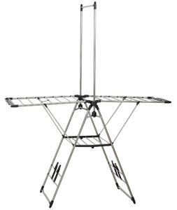 HOMCOM Stendibiancheria pieghevole da terra con ali regolabili, portascarpe, in acciaio inox, 156,5 x 68 x 192 cm, Argento | Aosom Italy