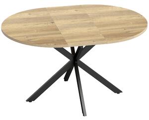 HOMCOM Tavolo da Pranzo Industriale per 4-6 Persone con Ribalta Rotonda, in Legno e Acciaio, 135x100x75 cm | Aosom Italy