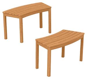 Panchina da esterno in legno di acacia ricurva KOMFOTTEU, set da 4 pezzi, panchina da giardino senza schienale per terrazza e braciere, portata massima 180 kg, sedute per veranda, terrazza e cortile