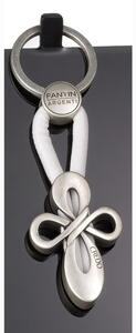 Portachiavi in in acciaio con incisione TAO i con cinturini BIANCO colori H10 cm in scatola regalo , bomboniera