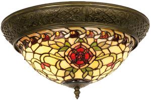 Clayre & Eef Lampada da soffitto Tiffany Ø 38x19 cm Rosso Verde Vetro Rosa