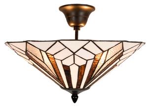 Clayre & Eef Lampada da soffitto Tiffany Ø 40x28 cm Metallo Bianco Marrone