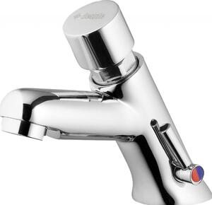 Timed washbasin mixer with temperature control