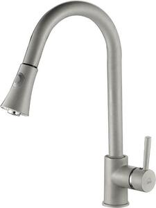 Laveo DARU Miscelatore lavello a colonna grigio granito con bocca estraibile testa Vetroceramica 35 mm 410 mm di altezza