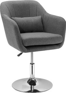 Fortuna Lai Sgabello da lavoro Sedia girevole Sedia da ufficio regolabile in altezza Poliestere simile al lino Acciaio Grigio scuro 57 x 57 x 77,5-87 cm
