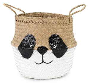 Cesto portagiochi da bambini in seagrass bianco e naturale ø 25x24 cm Panda - Compactor