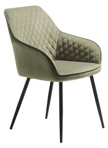 Sedia da pranzo color kaki in imbottito con braccioli Milton – Unique Furniture