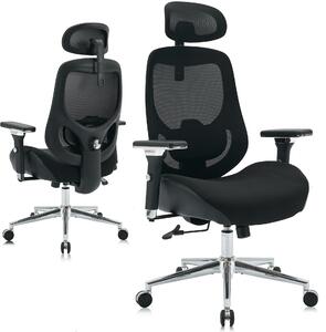 Fortuna Lai 230KG Sedia da ufficio ergonomica con braccioli regolabili in 4D, adatta a persone alte, schienale in rete, supporto lombare, poggiatesta per l'ufficio domestico, funzione di inclinazione a 120°