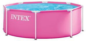 Piscina da giardino rotonda con struttura in telaio per bambini, 244 x 76 cm, rosa, INTEX 28290ND