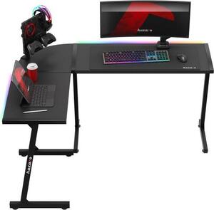 Scrivania angolare da gioco Huzaro Hero 6.0 RGB LED nero, finitura in carbonio