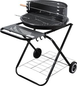 Barbecue da giardino rotondo a carbonella con ripiani su ruote MG925
