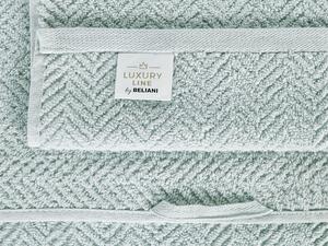 Set di 2 asciugamani in morbido cotone verde menta con motivo a spina di pesce stile classico ospiti bagno Beliani