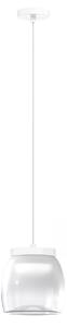 Lampadario Contemporaneo Drum Metallo Bianco Vetro 1 Luce Led 8W Calda