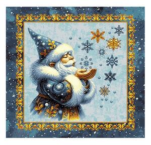 Federa natalizia con arazzo in lurex con Babbo Natale magico e fiocchi di neve