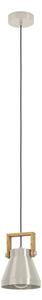 Lampadario A Sospensione Vintage Cawton Acciaio Legno 1 Luce E27