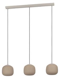 Lampadario A Sospensione Moderno Cominio Acciaio Tortora Vetro 3 Luci E27