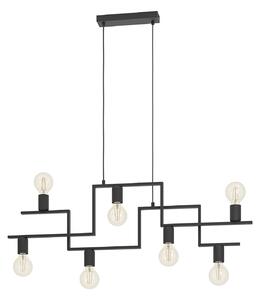 HOMCOM Lampadario Rustico In Acciaio Nero Intrecciato – 5 Luci Regolabili E14, Altezza Regolabile, Stile Country
