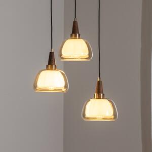 Lucea Lampada a sospensione Ermo, rotonda, a 3 luci, ottone, Ø 47 cm, vetro