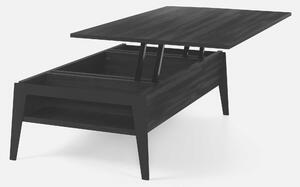 Pezzani Tavolino da salotto moderno medio con contenitore Brighton Acciaio Inox,Legno Nero/Nero Carbone