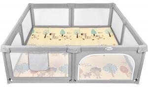 Innovaciones MS Box Pieghevole Parco Giochi XXL 180X200 Grigio con TAPPETO ZEBRA