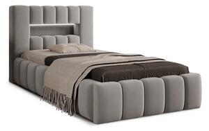 Letto singolo imbottito grigio con contenitore con rete inclusa 90x200 cm Lamica – ELTAP