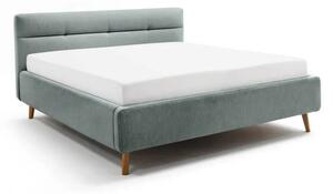 Letto matrimoniale imbottito azzurro con contenitore con rete inclusa 180x200 cm Lotte – Meise Möbel
