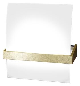 Applique Contemporanea Wood Metallo Foglia Oro Vetro Bianco 1 Luce E27