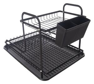 Scolapiatti a due livelli in metallo nero 42,5x32 cm Radka - Orion