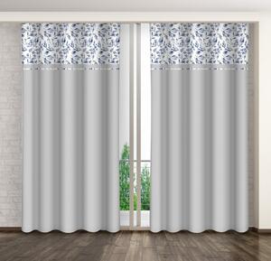 Tenda decorativa grigio chiaro con stampa di fiori di campo blu Larghezza: 160 cm | Lunghezza: 270 cm